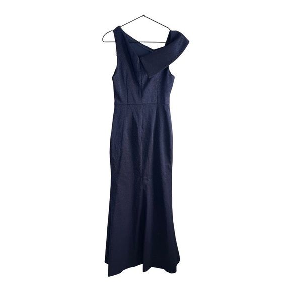 New! Aidan Maddox Asymmetrical Neckline Glitter Gown - Picture 5 of 12